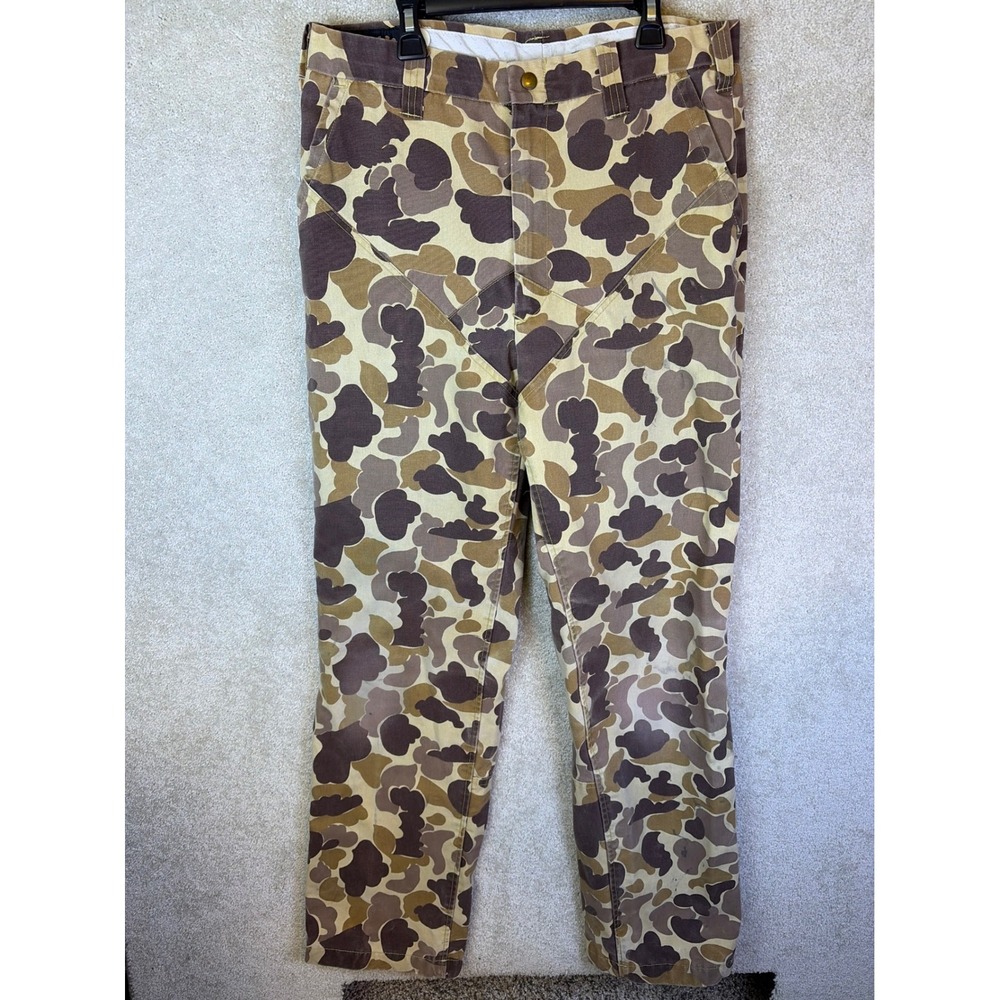 Vintage Gamehide Hunting Pants Mens 34x32 Brown Duck Camo Canvas Field Trousers